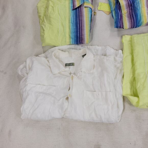 Linen Shirts Dress Mens Sz Large Lot Of 4 Spring Summer Beach Pool Bowling Shirt - Picture 2 of 10